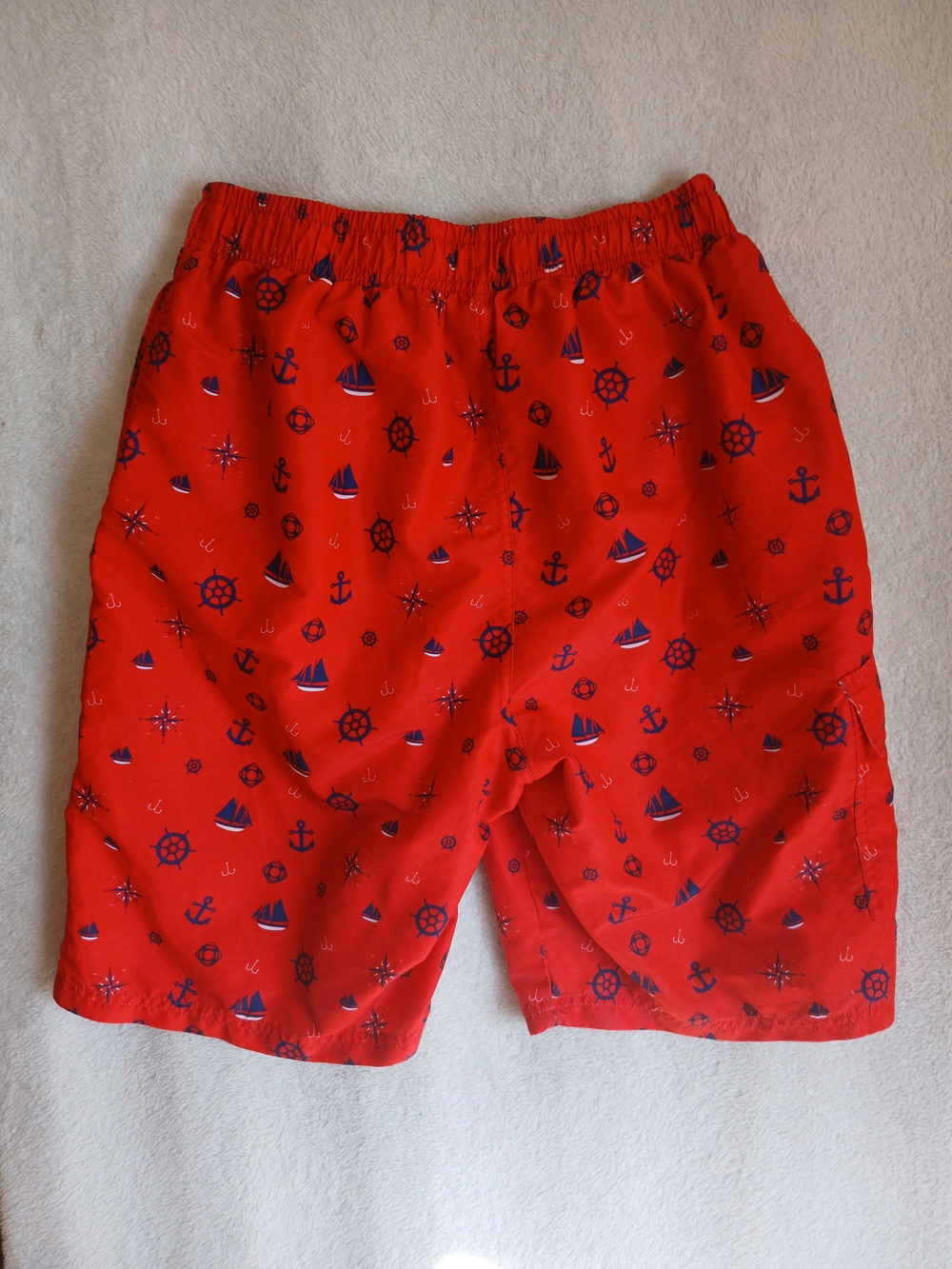 Men's Red Nautical Print Swim Shorts